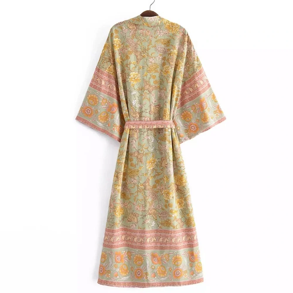 SOLD OUT Butterfly Fields Floral Pastel Casual Kimono Open Duster Wrap Coverup - Picture 3 of 11